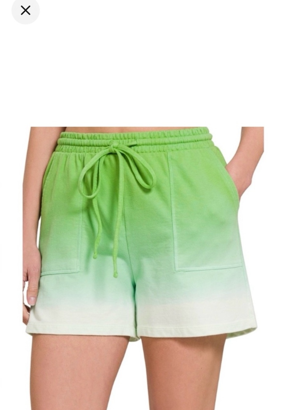 Zenana Outfitters Green to Mint Ombre Drawstring Athletic Shorts